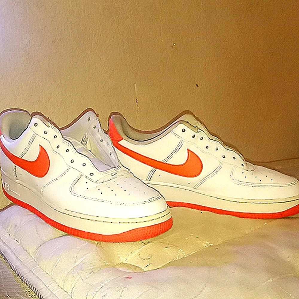 Nike Men's White and Bright Orange Sneakers